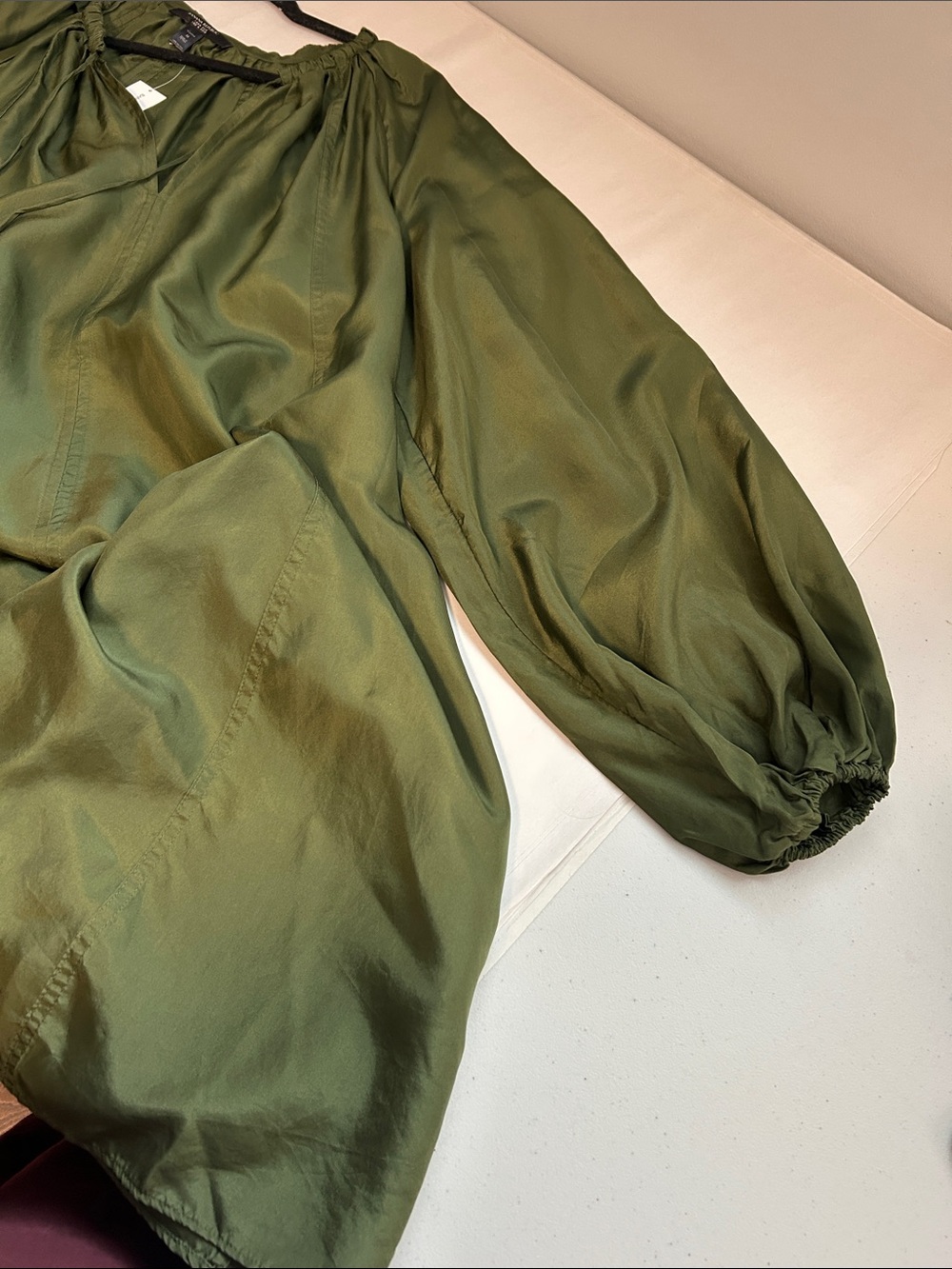Banana Republic Olive Green Silk Dress NWT - Picture 11 of 13